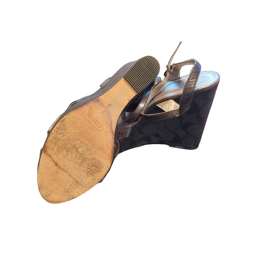 Coach Ladies Strappie Wedge Sandals - Picture 3 of 8